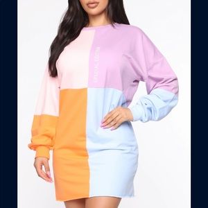 Fashion Nova Tunic Top Dress Colorblock NWT